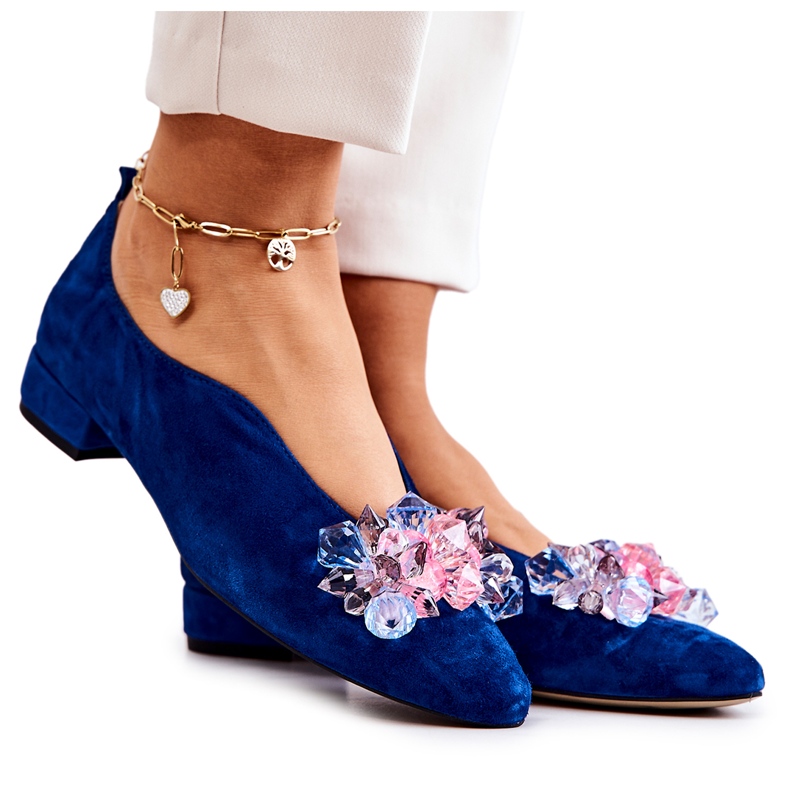 PA2 Chaussures élégantes en daim avec décoration McQueen bleu marine PA2 Chaussures élégantes en daim avec décoration McQueen bleu marine