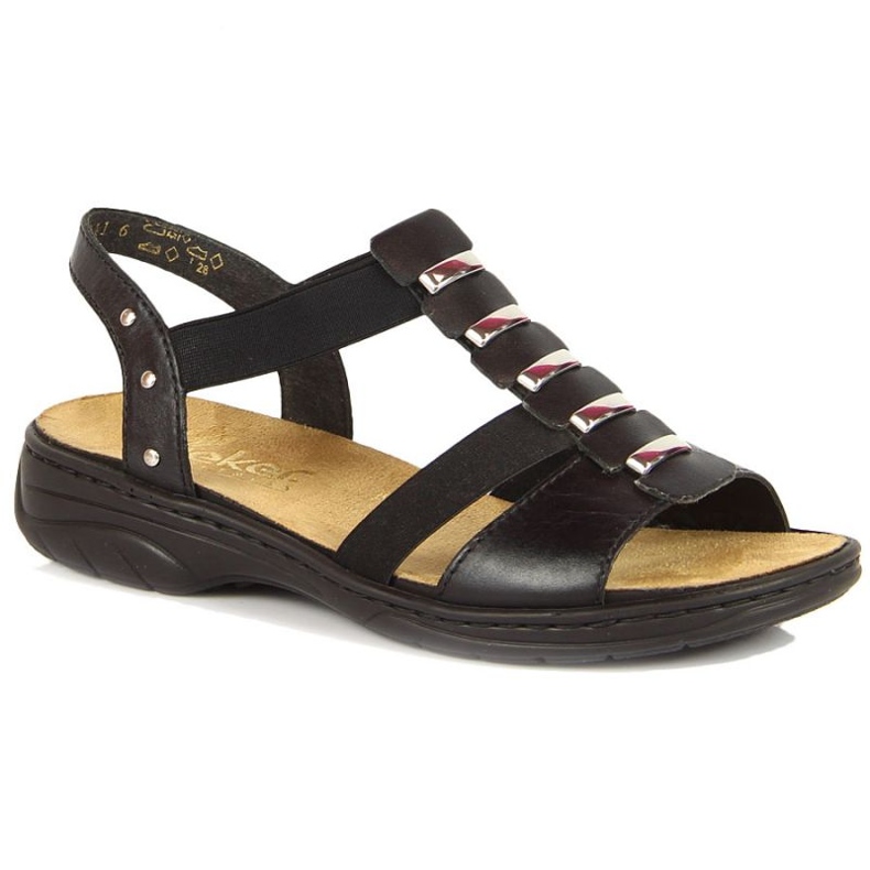 Sandales romaines en cuir noir Rieker W 64580 le noir