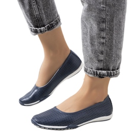 Ballerines en cuir bleu marine Simge