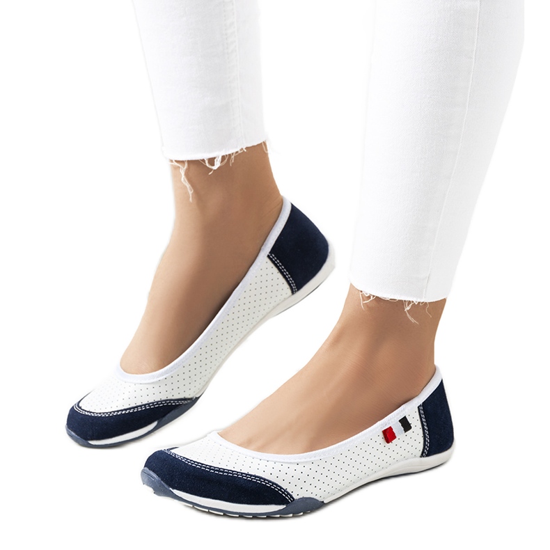 Ballerines Kester en cuir blanc et bleu marine blanche