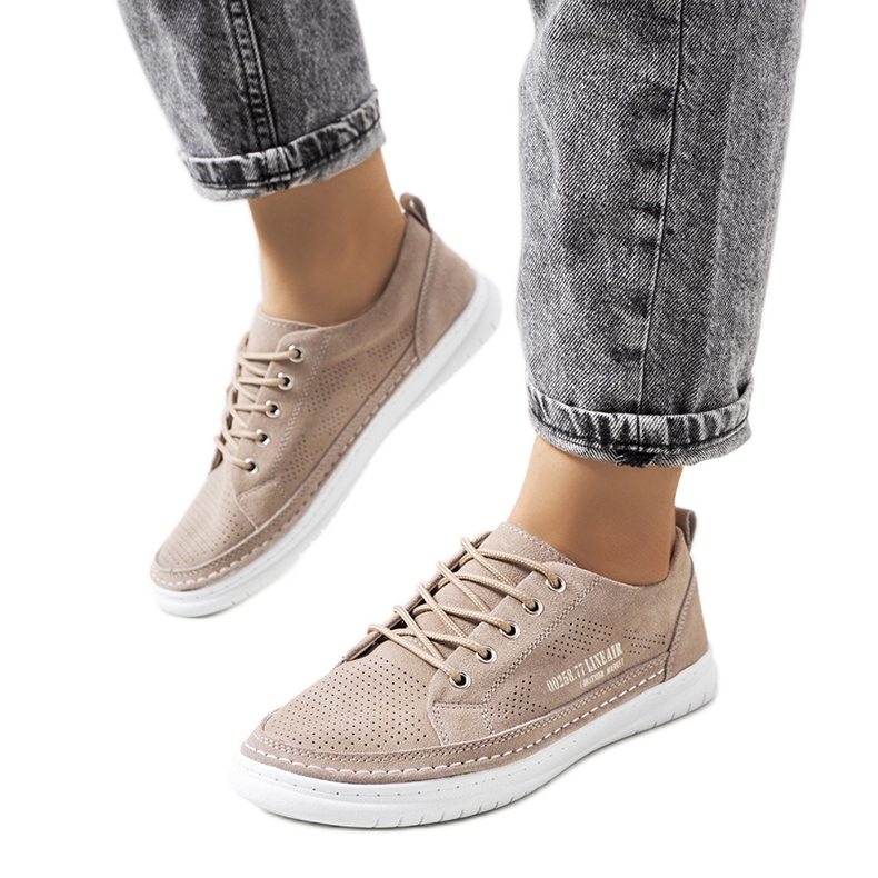Baskets Valeska en cuir beige Baskets Valeska en cuir beige