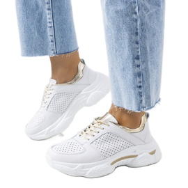 Baskets Eloise en cuir blanc et doré