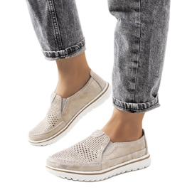 Chaussures Wiggen en cuir beige doré