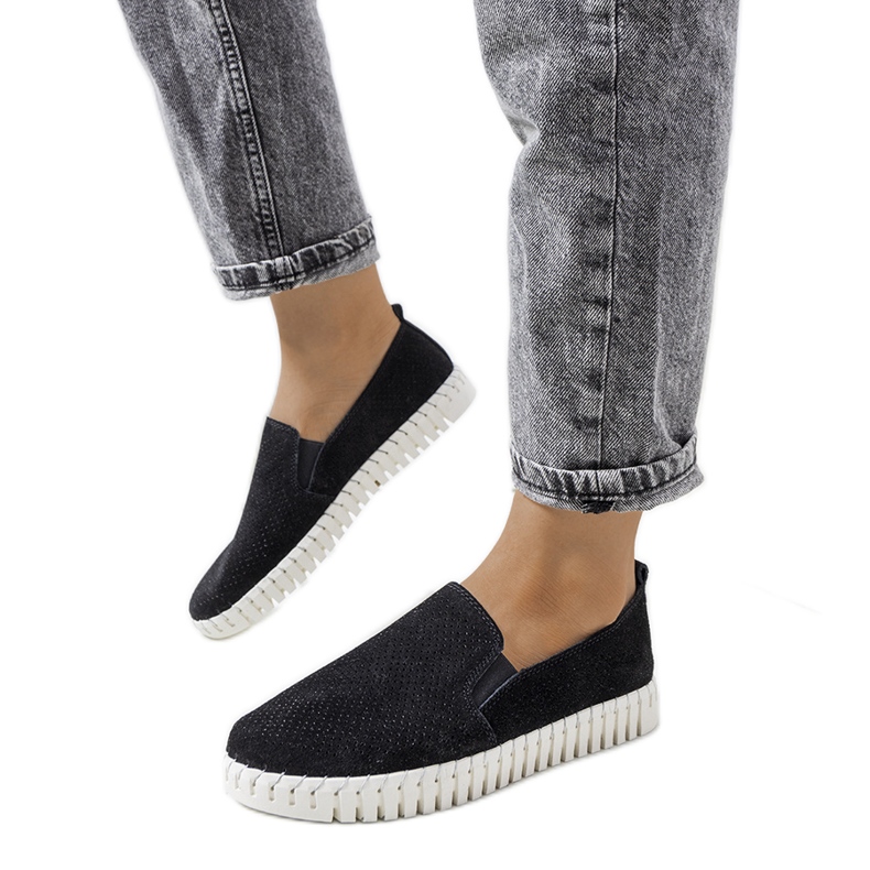 Baskets Madiha en cuir noir le noir