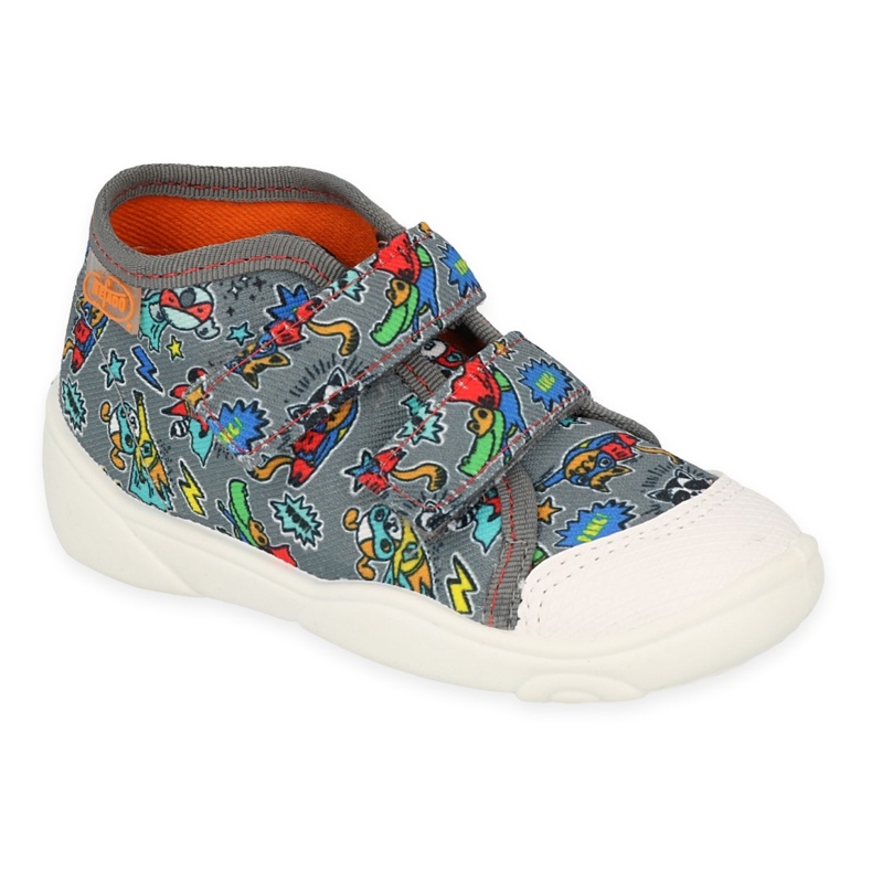 Smaippers pour enfants de Befado 212p079 Gris avec des applications colorées Smaippers pour enfants de Befado 212p079 Gris avec des applications colorées