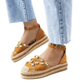 Espadrilles marron avec zircons cubiques Dide brun