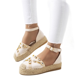 Espadrilles beiges avec zircons cubiques Dide