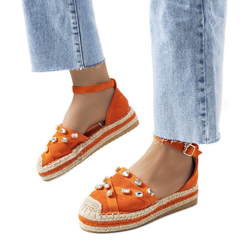 Espadrilles orange avec zircons cubiques Dide Espadrilles orange avec zircons cubiques Dide