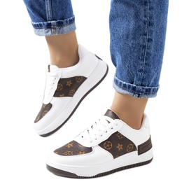BM Baskets femme Djenna blanches et marron brun jaune