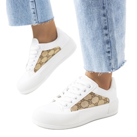 Baskets blanches et marron sur la plateforme Birkett brun