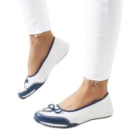 Ballerines Marre en cuir blanc et bleu marine