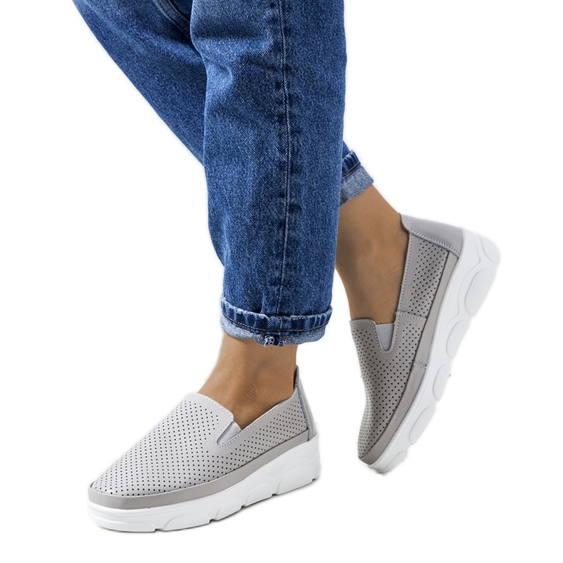 Baskets en cuir gris de Velders