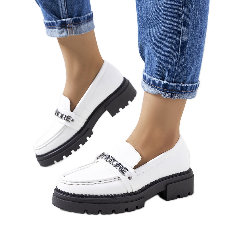 Mocassins blancs sur semelle haute Louelle blanche