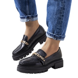 Mocassins noirs sur semelle haute Louelle