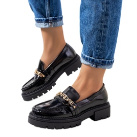 Mocassins noirs sur semelle haute Beyza