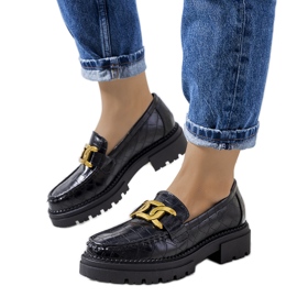 Mocassins noirs sur semelle haute Zanen