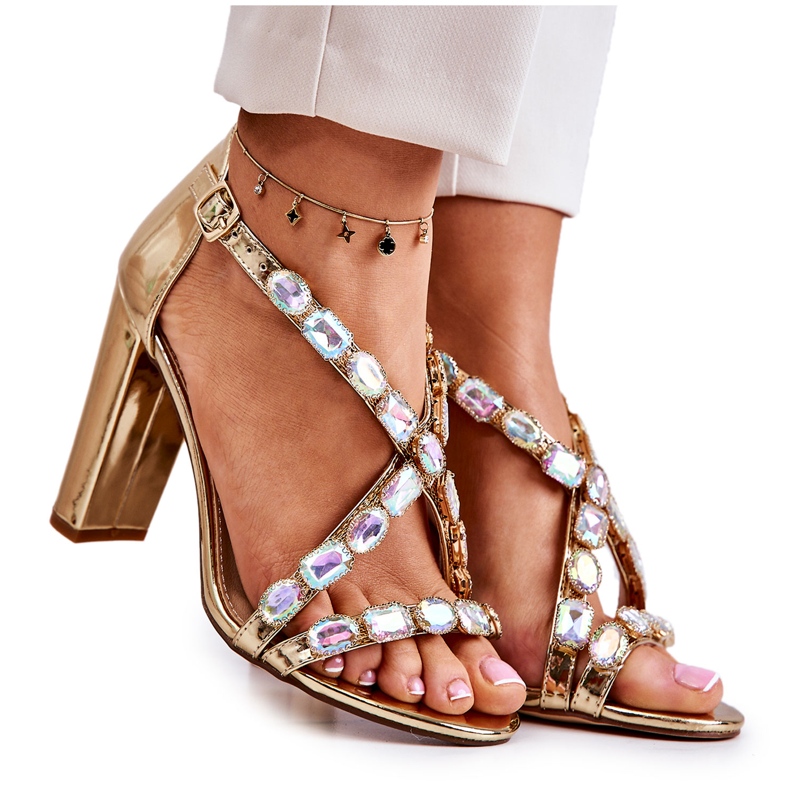 S.Barski Sandales à Talon Haut pour Femme Lu Boo Doré 8258-1 Vernee d'or