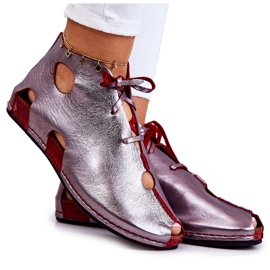 Bottes en Cuir Léger Maciejka 03426-20 Argent-Rouge