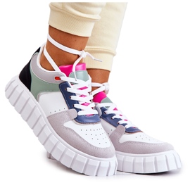 PS1 Chaussures Sport Cuir Femme, Florentine Blanc-Gris vert
