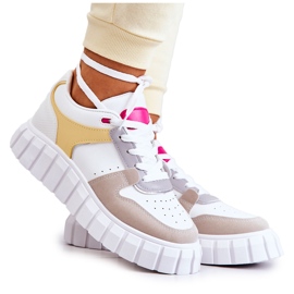 PS1 Chaussures de sport en cuir pour femmes en blanc et beige Florentine jaune