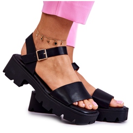 PS1 Sandales En Cuir Sur Le Talon Noir Sovie le noir