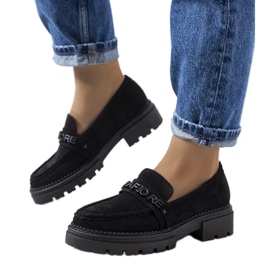 Mocassins noirs sur semelle de tracteur de Gosens le noir