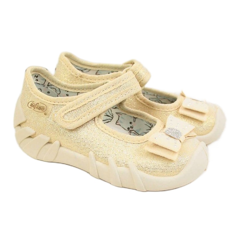Ballerines Filles Chaussons Avec Velcro Beige Befado