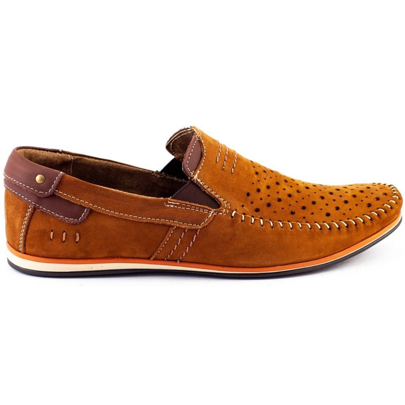 KOMODO Chaussures homme mocassins 876 camel d'été brun orange