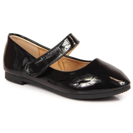 Ballerines Velcro Laquées Noires Jr Potocki