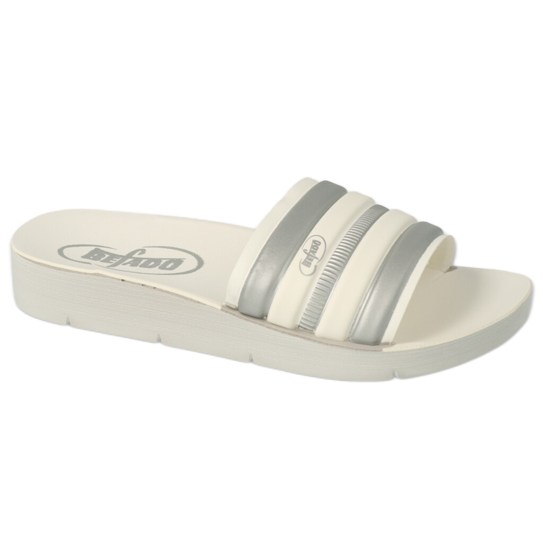 Les tongs pour enfants en mousse de Befado 067y001 blanc avec des rayures grises blanche