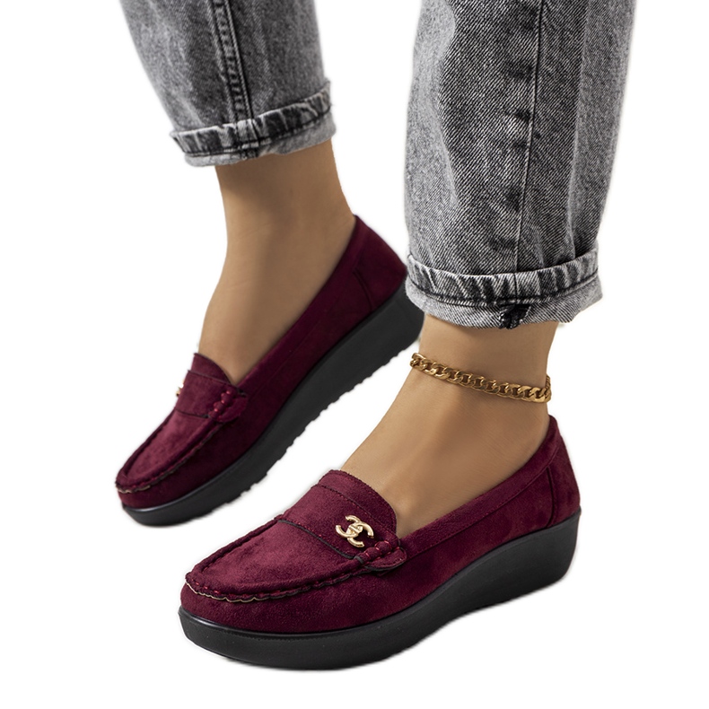 Mocassins marrons sur le coin Stapper rouge multicolore