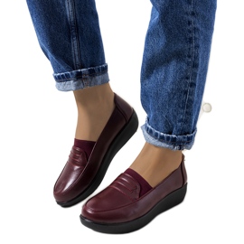 Mocassins Ziggy bordeaux à talon compensé rouge multicolore
