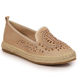 Espadrilles ajourées avec zircons cubiques en beige W S. Barski