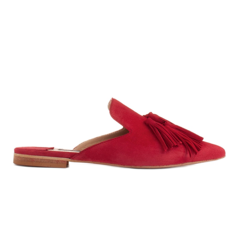 Marco Shoes Chaussons à franges décoratives rouge