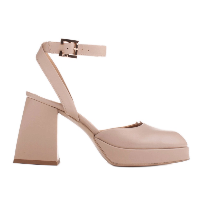 Marco Shoes Sandales sur une plateforme d'appoint beige