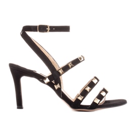 Marco Shoes Sandales en daim noir avec clous décoratifs le noir Marco Shoes Sandales en daim noir avec clous décoratifs le noir