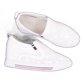 Baskets compensées blanches ajourées en cuir W Filippo
