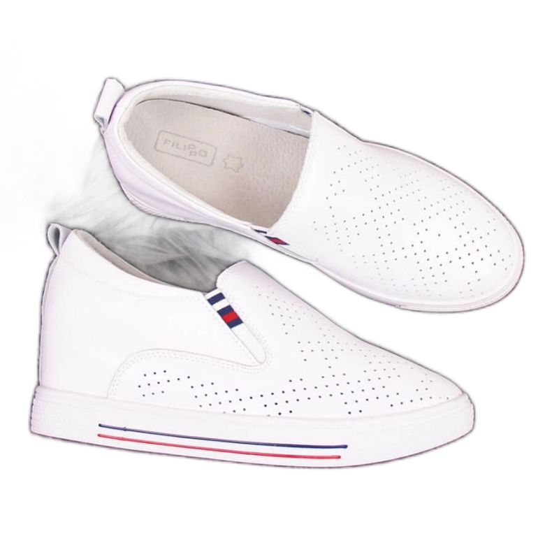 Baskets compensées blanches ajourées en cuir W Filippo