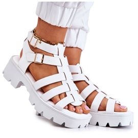 PS1 Sandales Cuir à Bandes Blanches Minorite