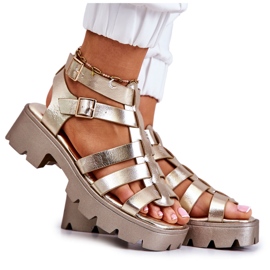 PS1 Sandales Cuir à Bandes Dorées Minorite d'or