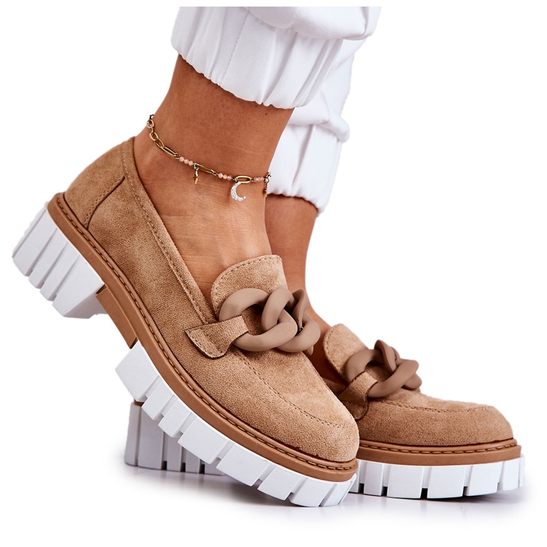 PS1 Mocassins En Daim Avec Décoration Talisa Beige Foncé