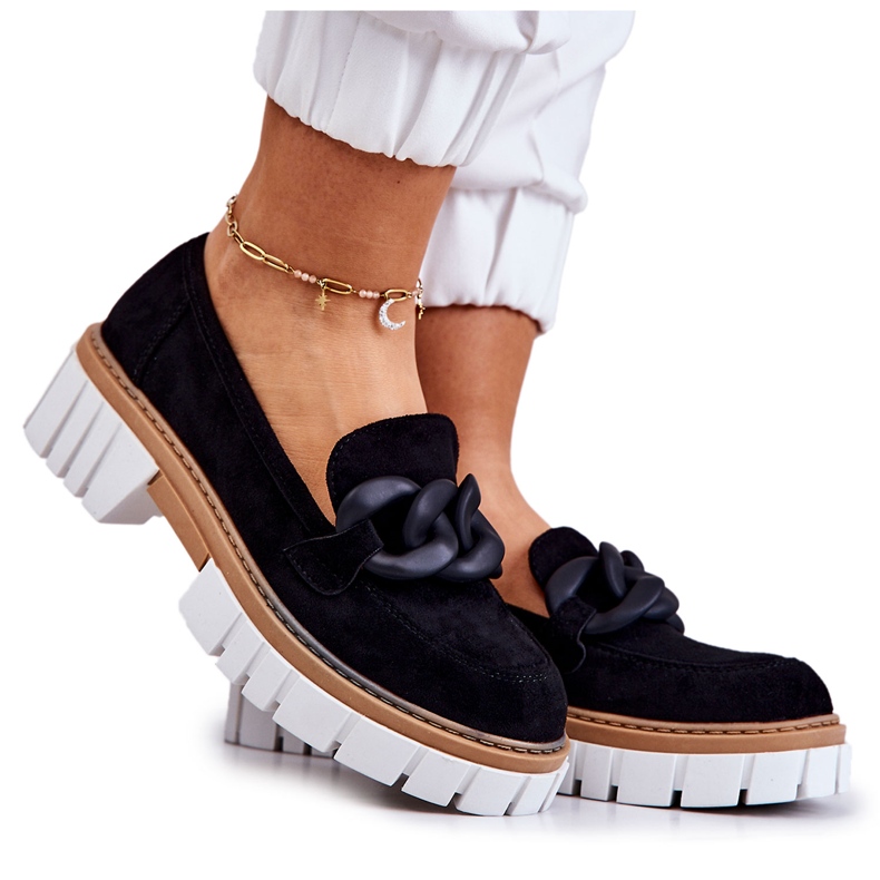 PS1 Mocassins En Daim Avec Décoration Talisa Noire le noir
