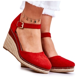 PS1 Espadrilles Femme Sur Talons Compensés Tamarill Rouge PS1 Espadrilles Femme Sur Talons Compensés Tamarill Rouge