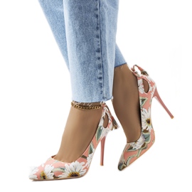Escarpins roses à motif fleuri Jalisa blanche multicolore Escarpins roses à motif fleuri Jalisa blanche multicolore
