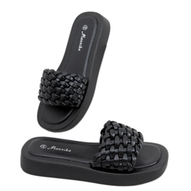 Sandales à talons hauts à rayures tressées Elida Black noir