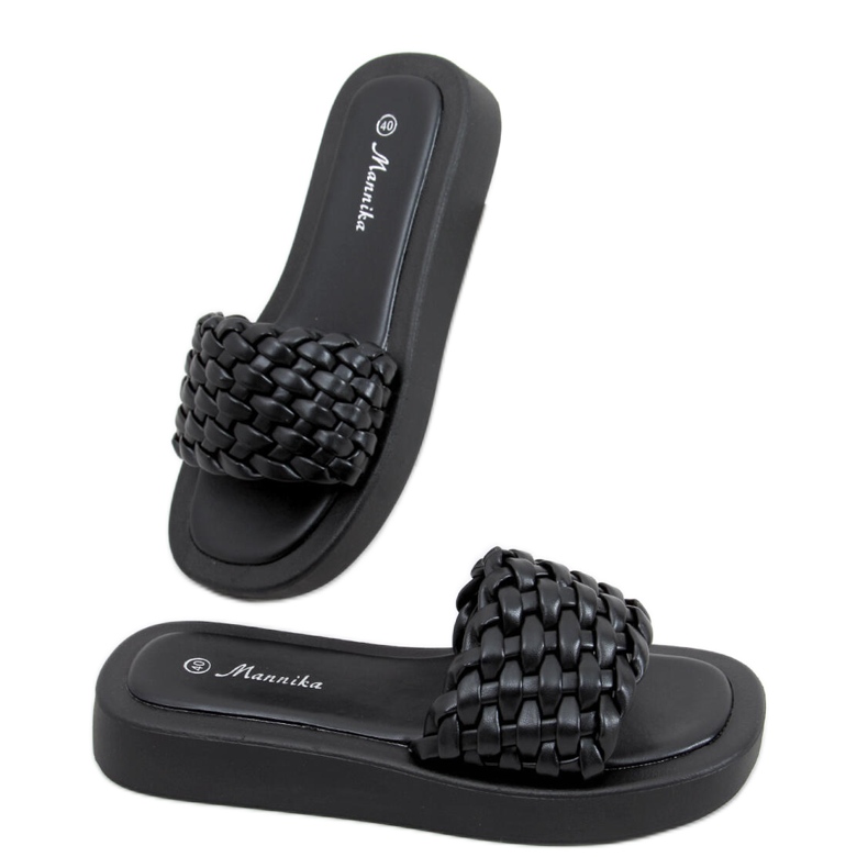 Sandales à talons hauts à rayures tressées Elida Black le noir