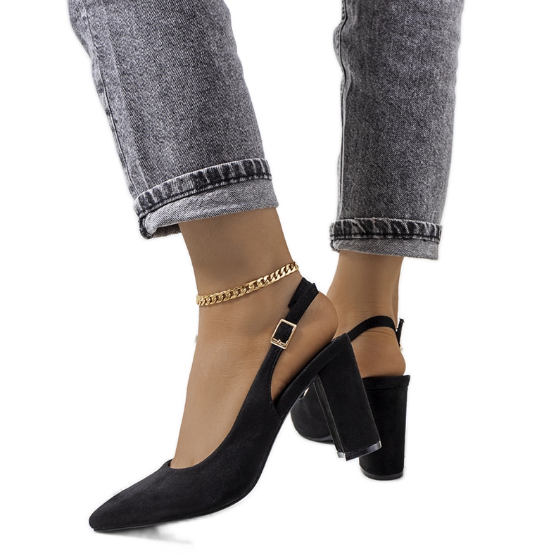 Escarpins noirs à talon ouvert de Leest le noir