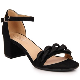 Sandales noires sur tige avec chaîne W Filippo