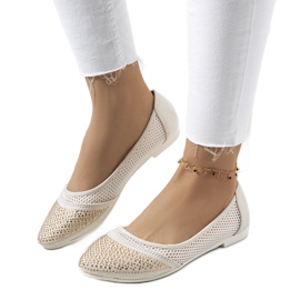 Ballerines beiges avec zircon cubique Holst écru