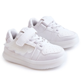PA1 Chaussures de sport en cuir pour enfants avec velcro White Angel blanc